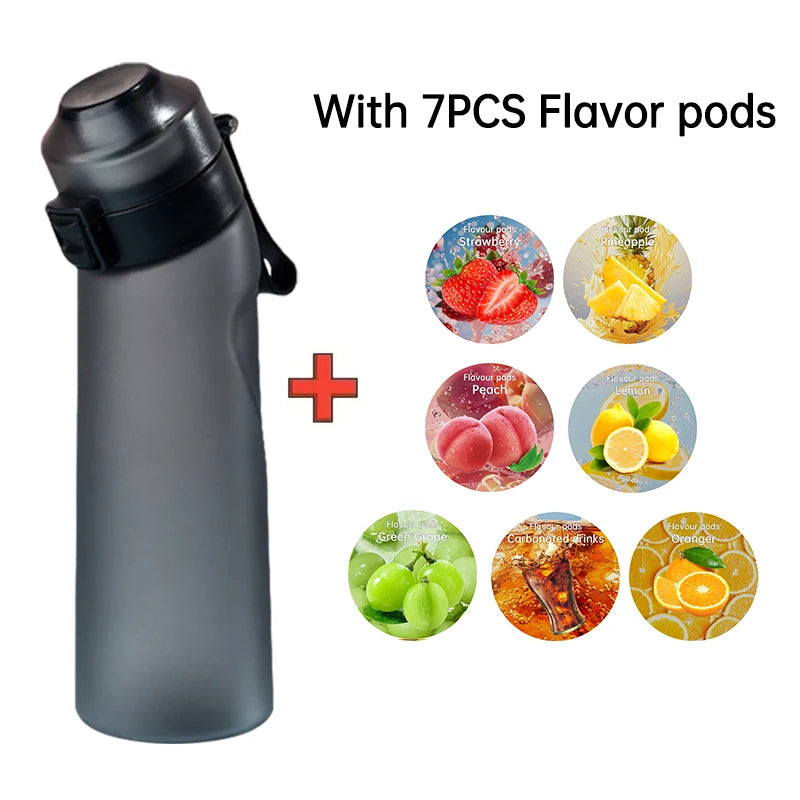 LUSQI Air Flavored Water Bottle With 7 Flavor Pods Sports Fashion Straw