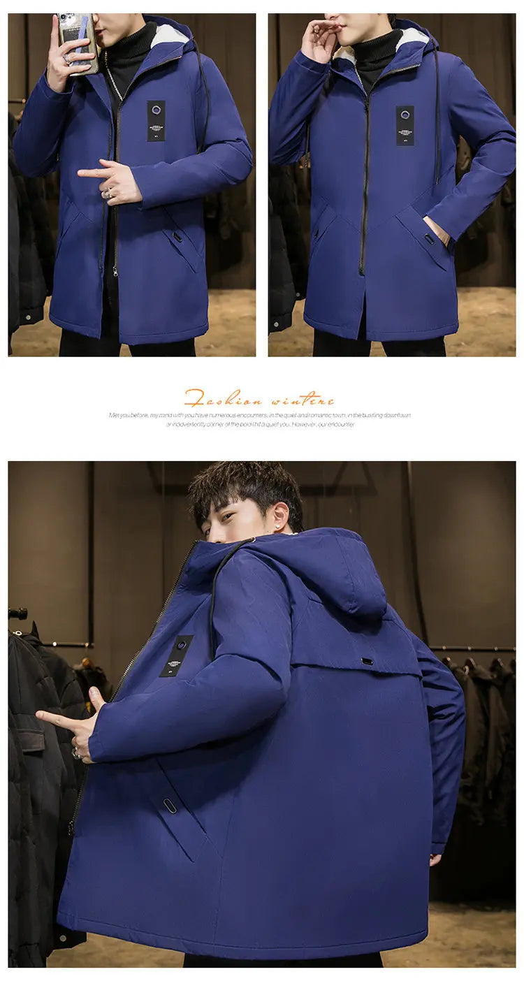 2025 Autumn and Winter New Fashion Trend Solid Color Plus Fleece Trench Coat