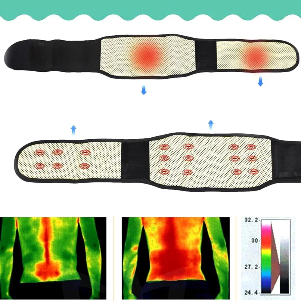 Adjustable Tourmaline Self Heating Magnetic Therapy Back Waist Support Belt