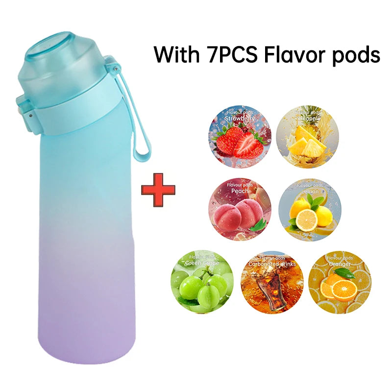 LUSQI Air Flavored Water Bottle With 7 Flavor Pods Sports Fashion Straw