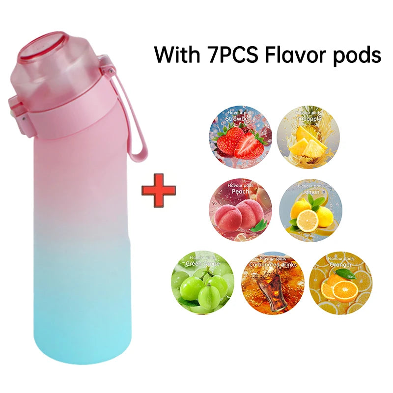 LUSQI Air Flavored Water Bottle With 7 Flavor Pods Sports Fashion Straw