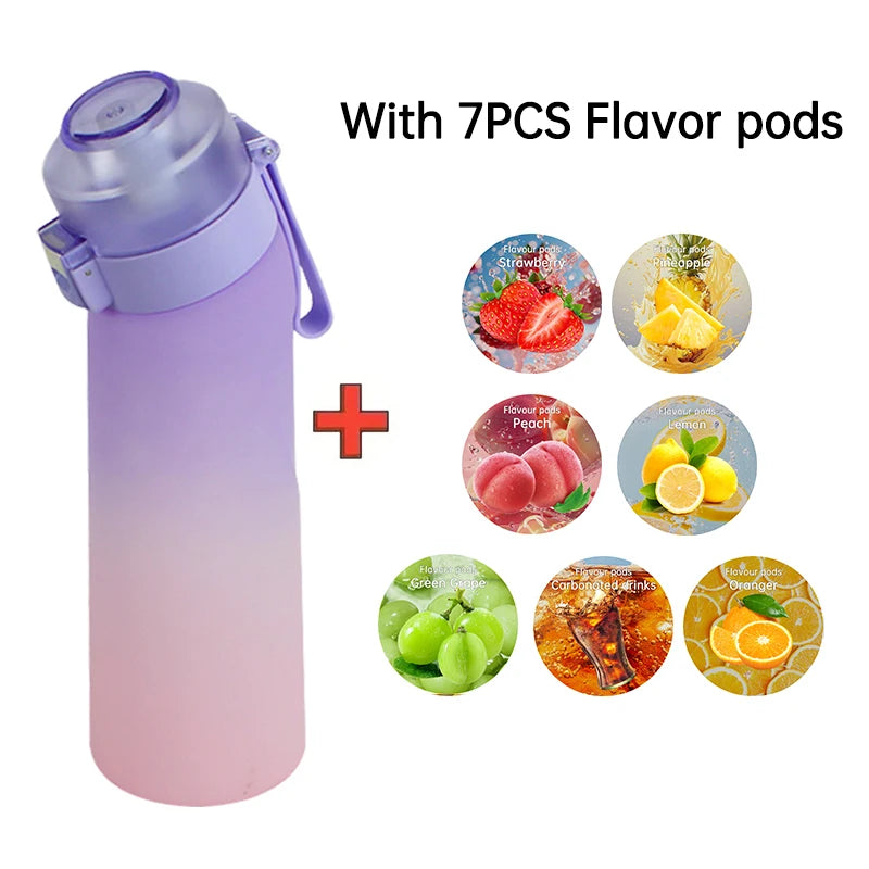 LUSQI Air Flavored Water Bottle With 7 Flavor Pods Sports Fashion Straw
