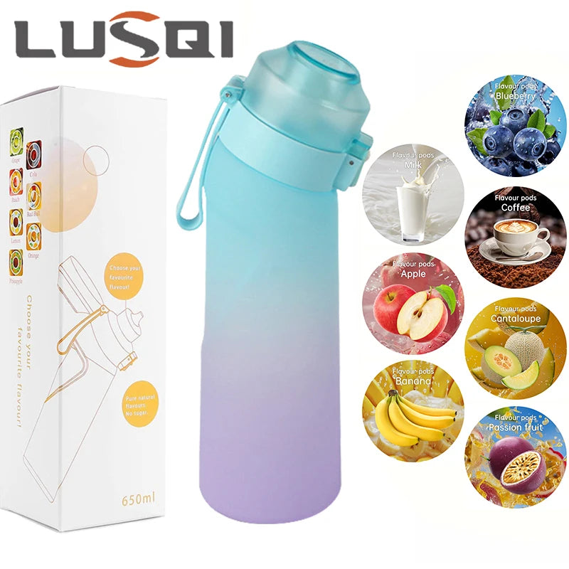 LUSQI Air Flavored Water Bottle With 7 Flavor Pods Sports Fashion Straw