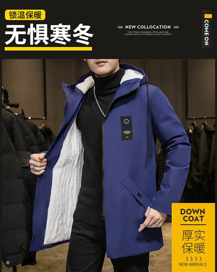 2025 Autumn and Winter New Fashion Trend Solid Color Plus Fleece Trench Coat