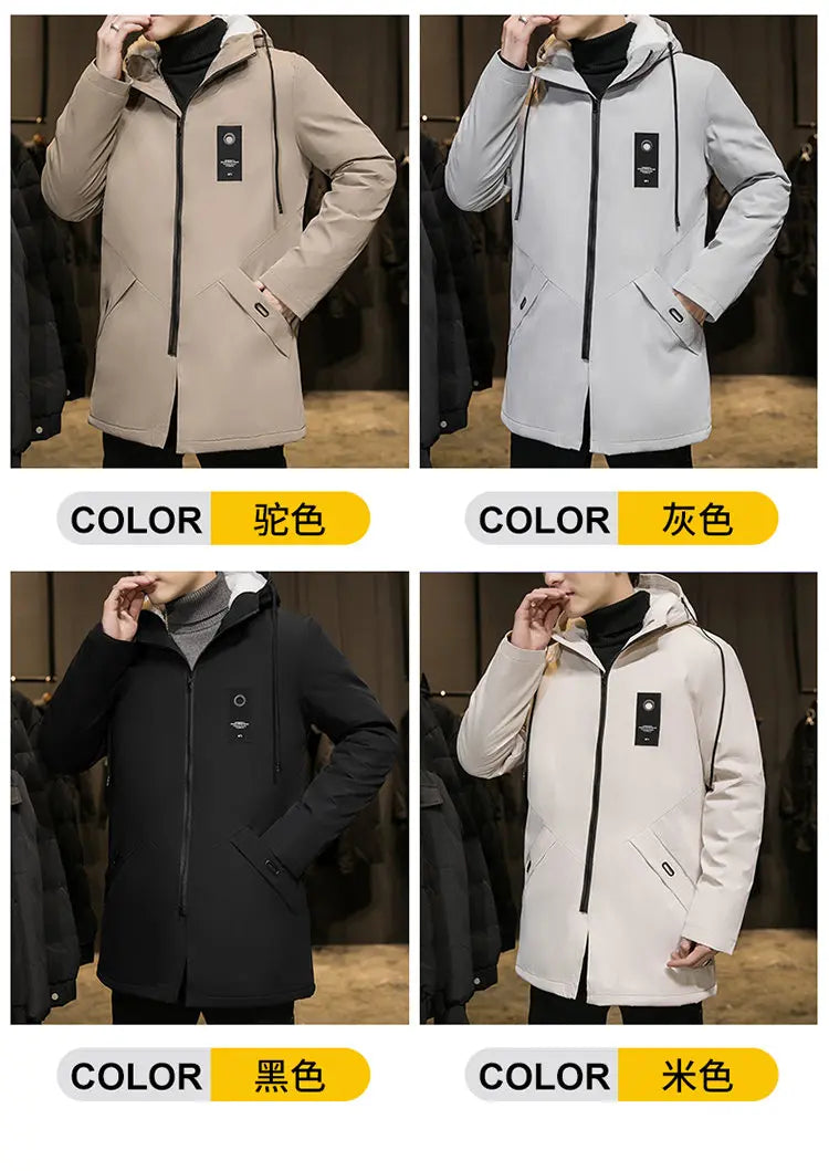 2025 Autumn and Winter New Fashion Trend Solid Color Plus Fleece Trench Coat