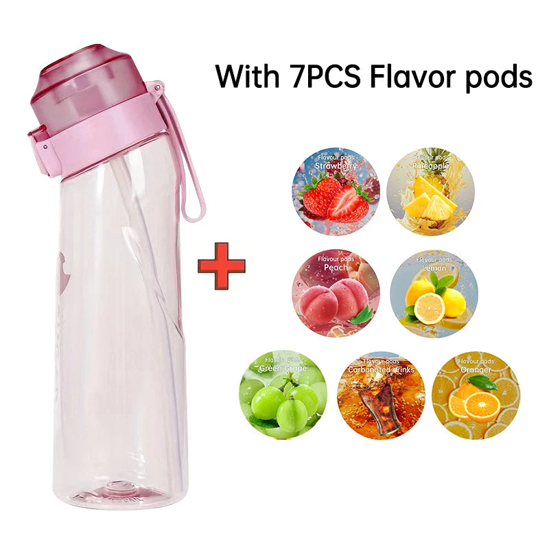 LUSQI Air Flavored Water Bottle With 7 Flavor Pods Sports Fashion Straw