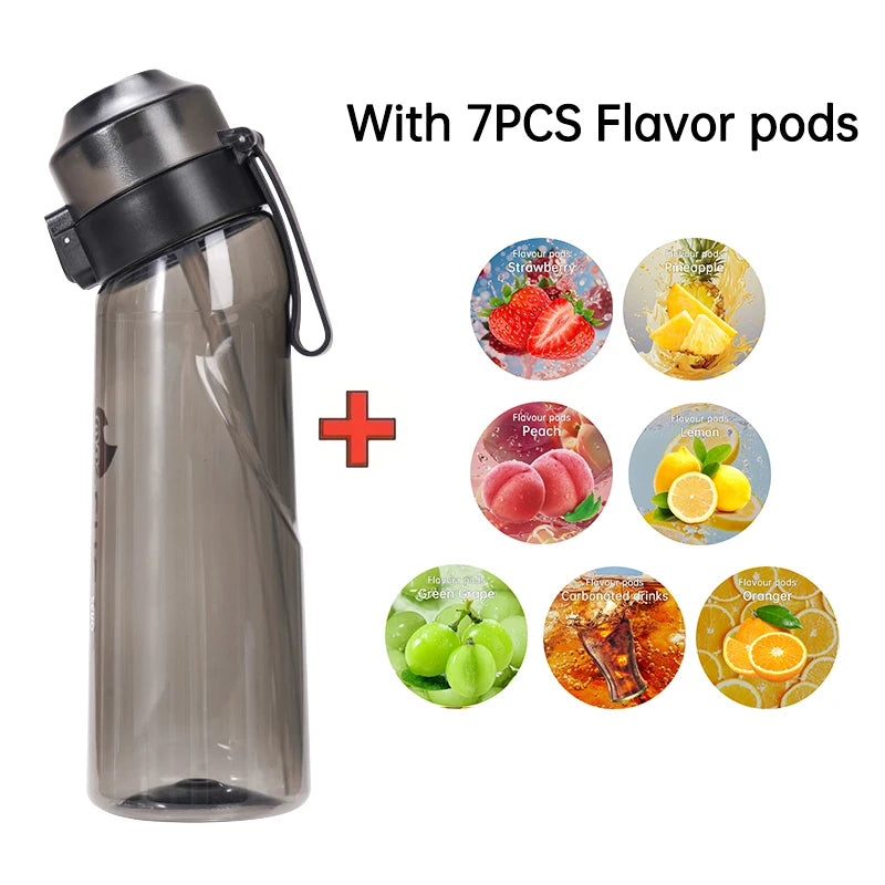 LUSQI Air Flavored Water Bottle With 7 Flavor Pods Sports Fashion Straw