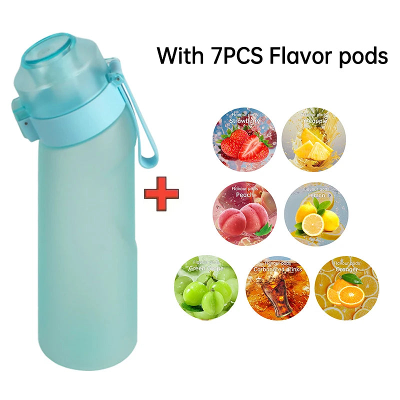 LUSQI Air Flavored Water Bottle With 7 Flavor Pods Sports Fashion Straw