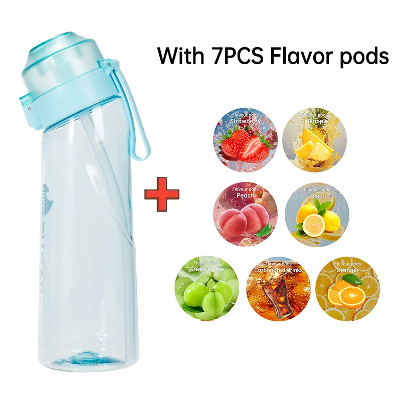 LUSQI Air Flavored Water Bottle With 7 Flavor Pods Sports Fashion Straw