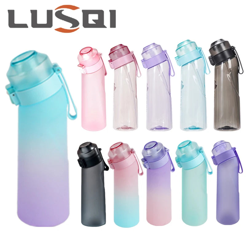 LUSQI Air Flavored Water Bottle With 7 Flavor Pods Sports Fashion Straw