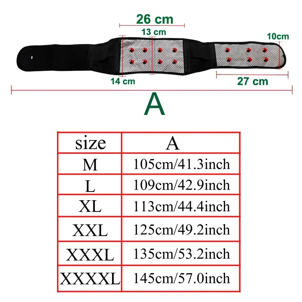 Adjustable Tourmaline Self Heating Magnetic Therapy Back Waist Support Belt