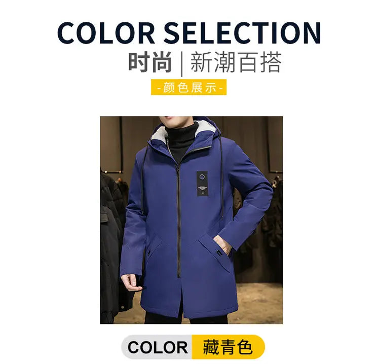 2025 Autumn and Winter New Fashion Trend Solid Color Plus Fleece Trench Coat