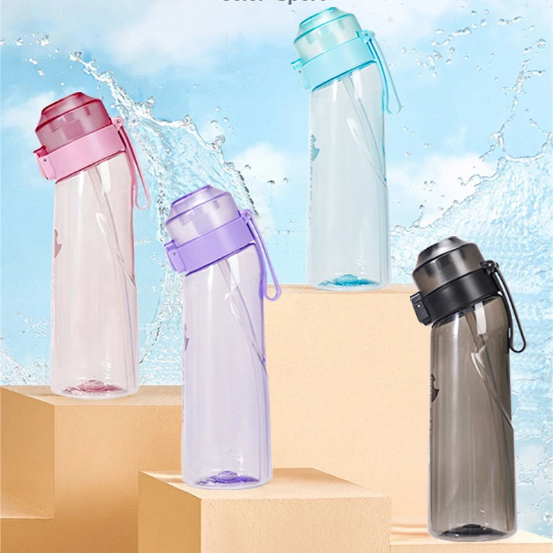 LUSQI Air Flavored Water Bottle With 7 Flavor Pods Sports Fashion Straw