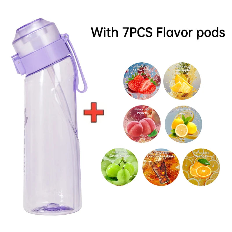 LUSQI Air Flavored Water Bottle With 7 Flavor Pods Sports Fashion Straw