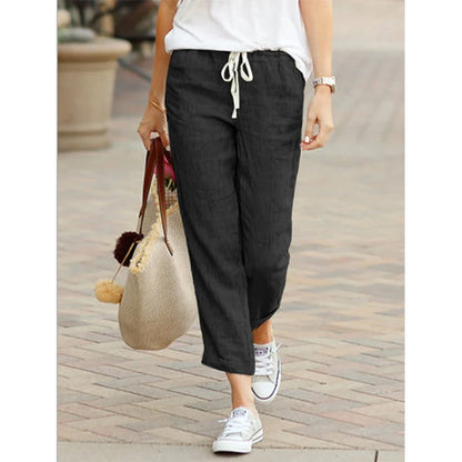 Autumn Cotton Women's Y2K Pants – Black Drawstring, Elastic Waist, Loose Casual Fashion Bottoms