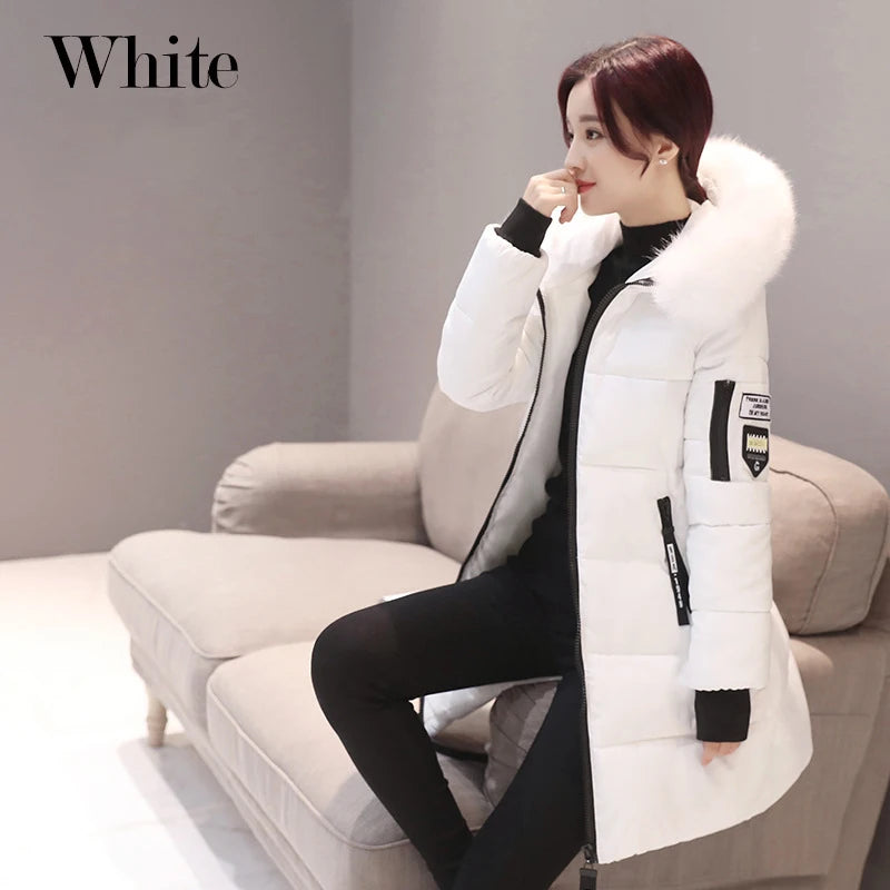 Women Fashion Comfortable Zipper Pockets Design Long Jacket Elegant Slim Thick Coats