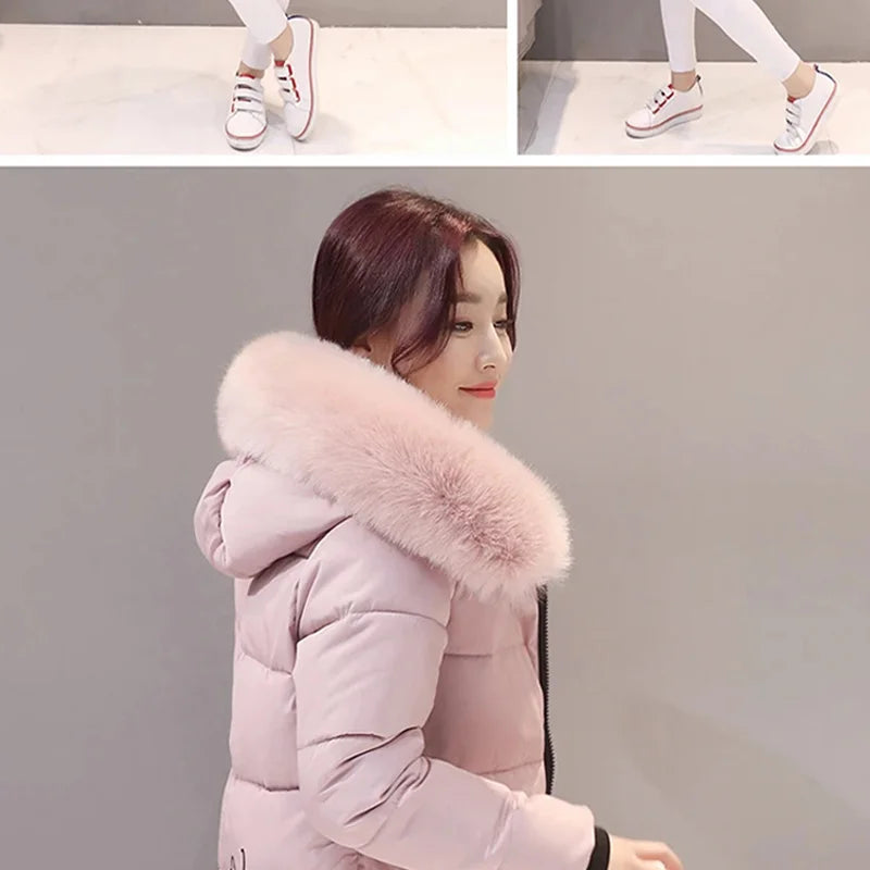 Women Fashion Comfortable Zipper Pockets Design Long Jacket Elegant Slim Thick Coats