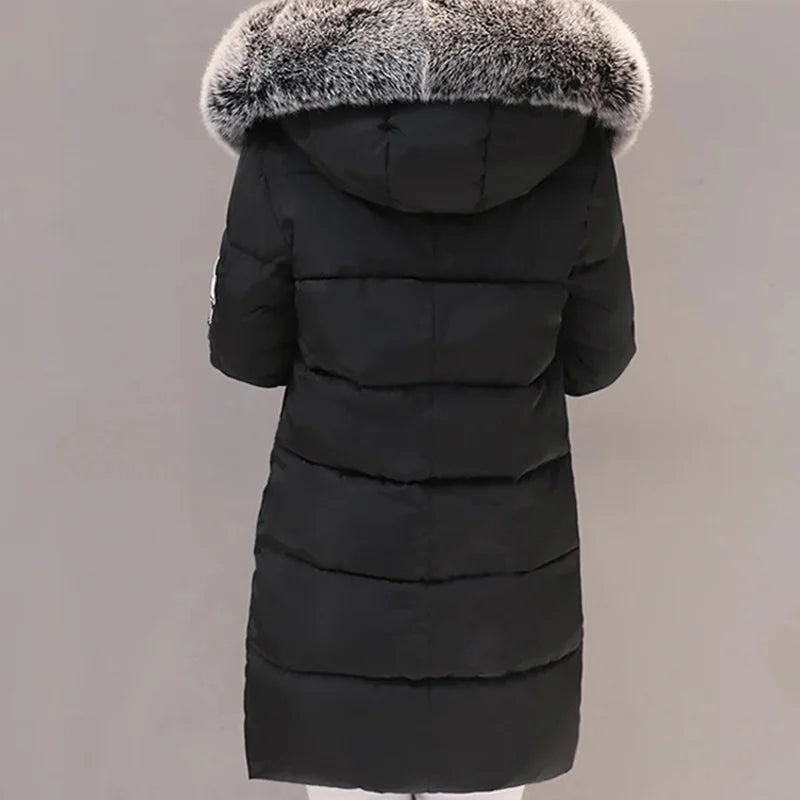 Women Fashion Comfortable Zipper Pockets Design Long Jacket Elegant Slim Thick Coats