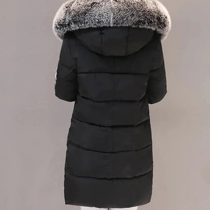 Women Fashion Comfortable Zipper Pockets Design Long Jacket Elegant Slim Thick Coats
