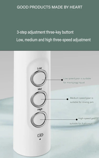 3 In 1 Electric Milk Frother Rechargeable Milk Foam Maker Handheld Foamer High Speeds Milk Frother Drink Mixer Coffee