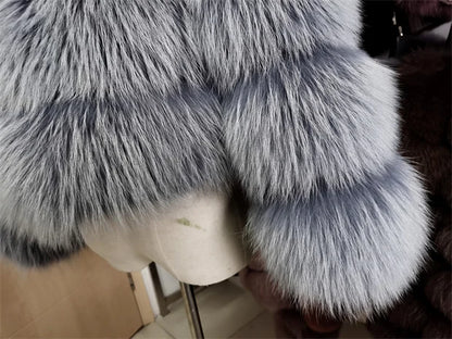 Super Hot Winter Women Luxury Thick Real Raccoon Fur Coat Natural Fox Fur Jacket Plus Size Furry Jackets Female Vest