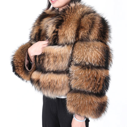 Super Hot Winter Women Luxury Thick Real Raccoon Fur Coat Natural Fox Fur Jacket Plus Size Furry Jackets Female Vest