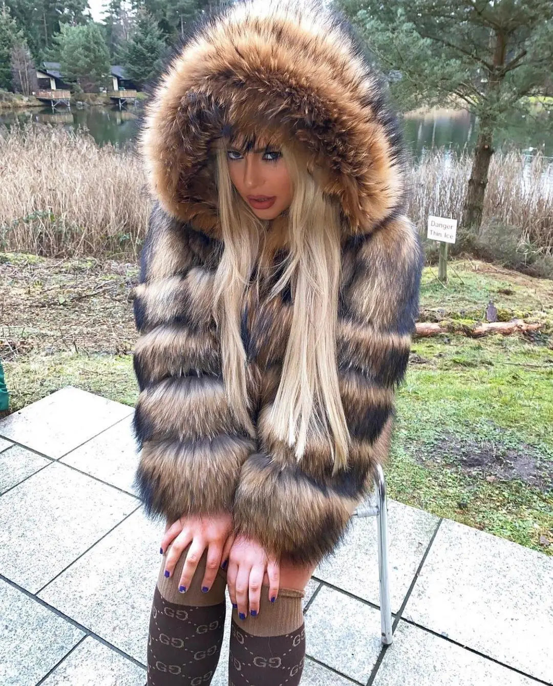 Super Hot Winter Women Luxury Thick Real Raccoon Fur Coat Natural Fox Fur Jacket Plus Size Furry Jackets Female Vest
