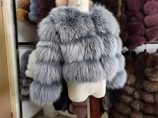 Super Hot Winter Women Luxury Thick Real Raccoon Fur Coat Natural Fox Fur Jacket Plus Size Furry Jackets Female Vest