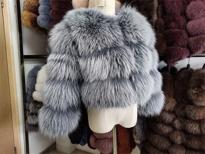 Super Hot Winter Women Luxury Thick Real Raccoon Fur Coat Natural Fox Fur Jacket Plus Size Furry Jackets Female Vest