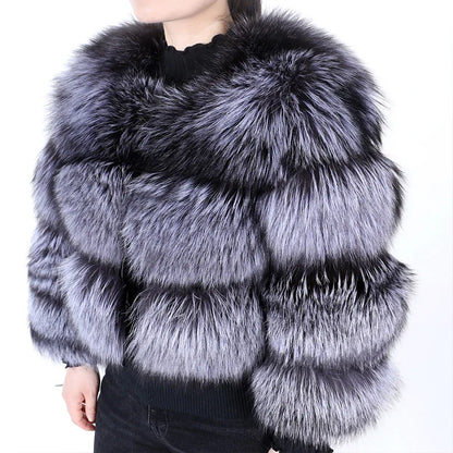 Super Hot Winter Women Luxury Thick Real Raccoon Fur Coat Natural Fox Fur Jacket Plus Size Furry Jackets Female Vest