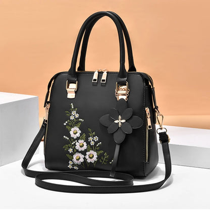 Yogodlns Luxury Embroidery Handbag For Women PU Leather Tassel Crossbody Bag Designer Handle