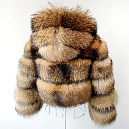 Super Hot Winter Women Luxury Thick Real Raccoon Fur Coat Natural Fox Fur Jacket Plus Size Furry Jackets Female Vest