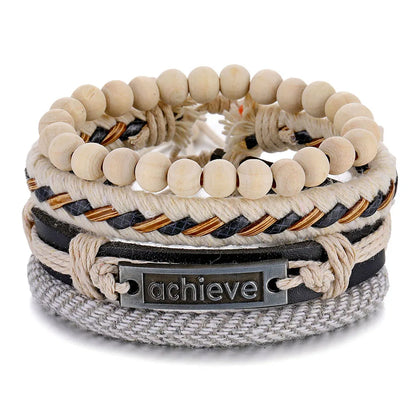 IFMIA Fashion Beads Leather Wrap Bracelet Set Men New Design Wristband Multiple Bracelets & Bangles Party Wedding Jewelry Gifts