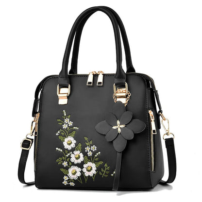 Yogodlns Luxury Embroidery Handbag For Women PU Leather Tassel Crossbody Bag Designer Handle