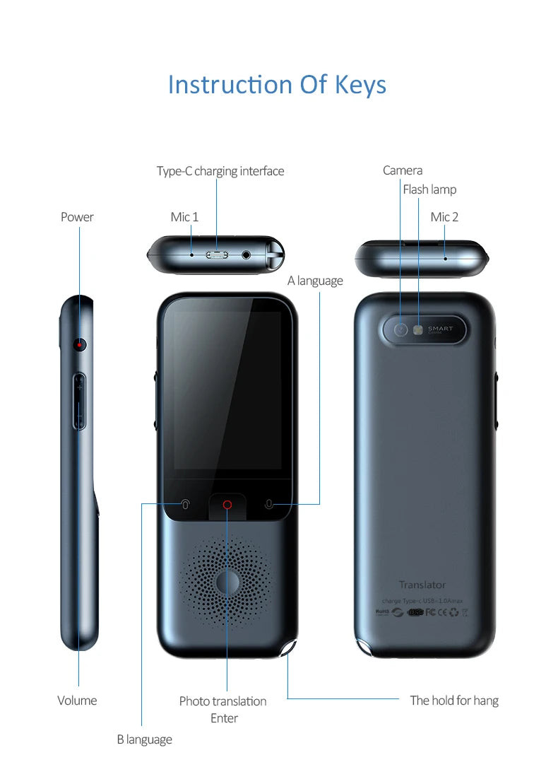 T11 Portable Audio Translator 138 Language Smart Translator Offline In Real Time Smart Voice AI Voice Photo Translator