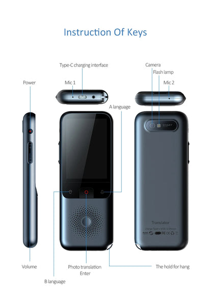 T11 Portable Audio Translator 138 Language Smart Translator Offline In Real Time Smart Voice AI Voice Photo Translator