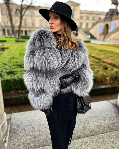 Super Hot Winter Women Luxury Thick Real Raccoon Fur Coat Natural Fox Fur Jacket Plus Size Furry Jackets Female Vest