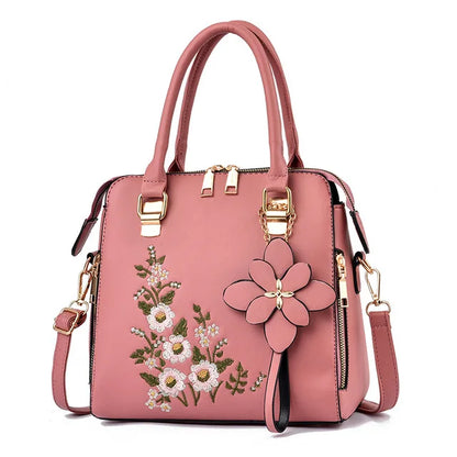 Yogodlns Luxury Embroidery Handbag For Women PU Leather Tassel Crossbody Bag Designer Handle