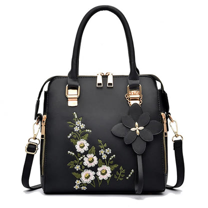 Yogodlns Luxury Embroidery Handbag For Women PU Leather Tassel Crossbody Bag Designer Handle