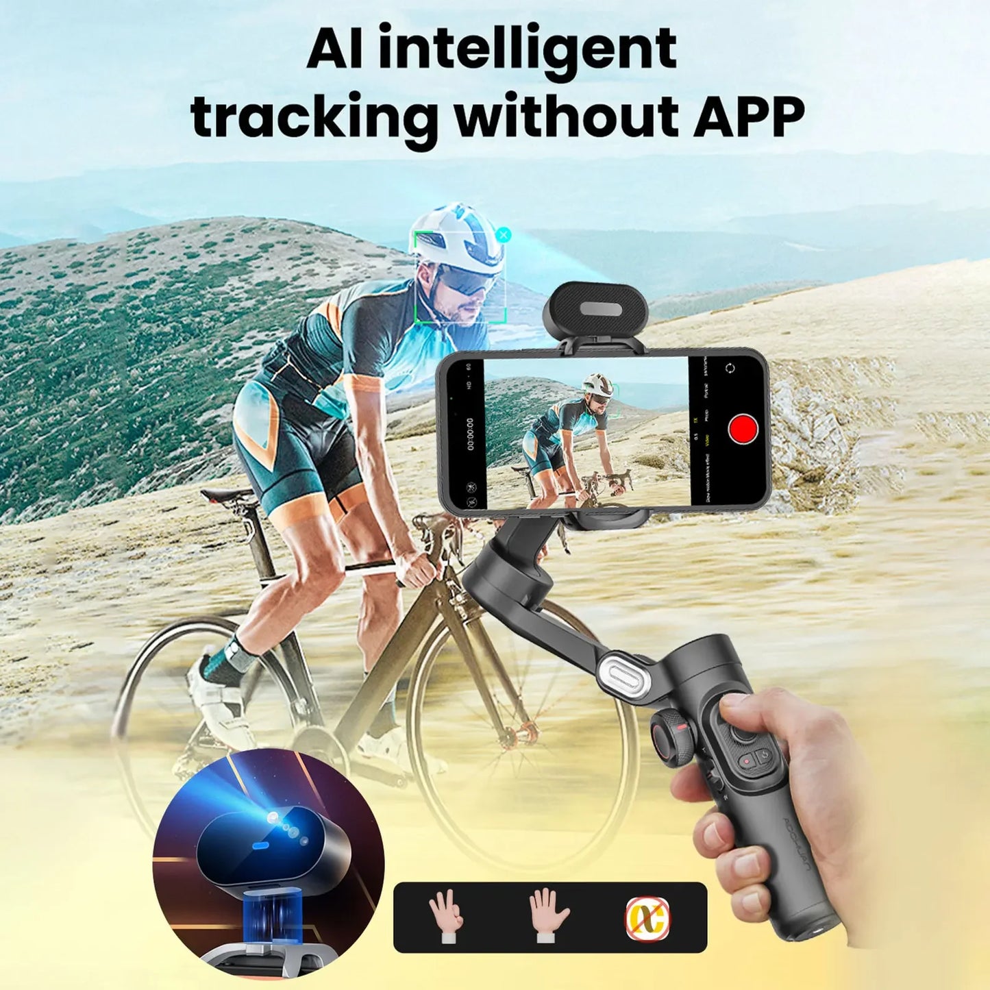 AOCHUAN Smart XE 3-Axis Handheld Gimbal Stabilizer for Smartphone for iPhone Android Face Tracking Tiktok Vlog