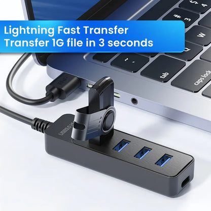 USB 3.0 Hub – 4-Port High-Speed Splitter, Multi USB Expander, Type-C Adapter