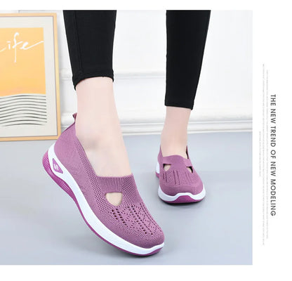 Women's New Summer Shoes Mesh Breathable Sneakers Light Slip on Flat Platform Casual Shoes