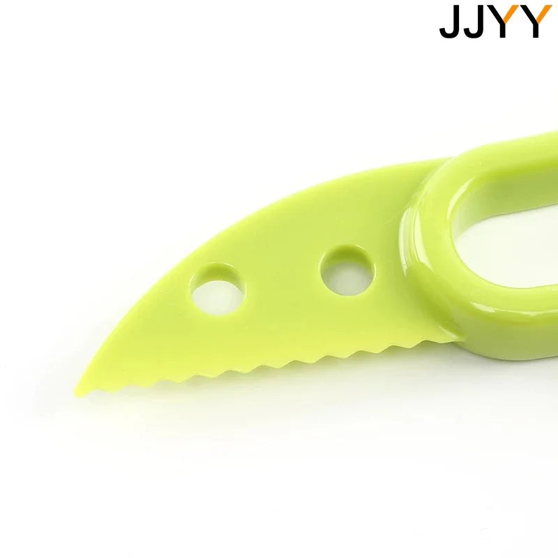 JJYY 3-in-1 Avocado Slicer Shea Butter Fruit Peeler Pulp Separator Plastic Knife Kitchen Vegetable Tool