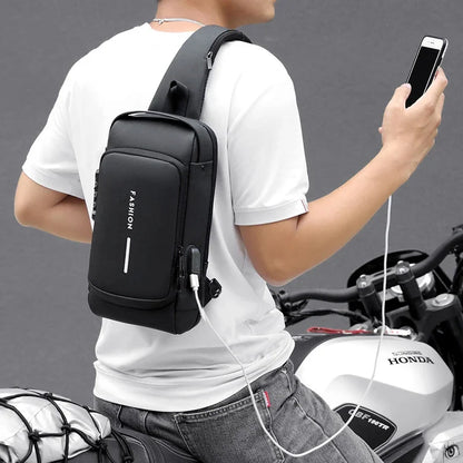 Desinger Multifunction Anti-theft USB Shoulder Crossbody Bag Travel Sling Pack Messenger Pack Chest Bag Male Luxury Brand Men