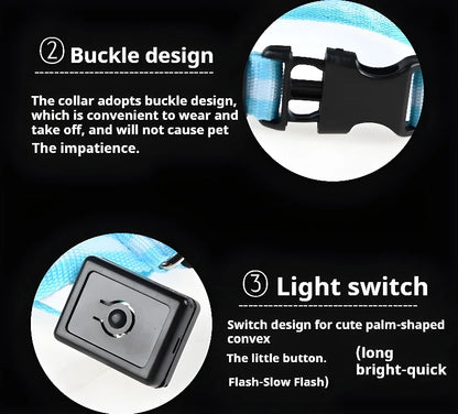 Dog Collar Nylon LED Night Safety Flashing Glow In The Dark Pet Dog Leash 2025