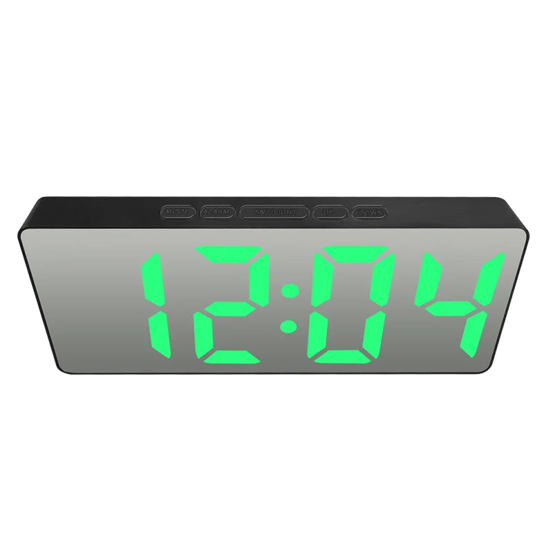 Electronic Alarm Clock Noiseless Design Digital LED Large Display Mirror Electronic Clock