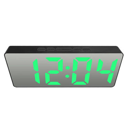 Electronic Alarm Clock Noiseless Design Digital LED Large Display Mirror Electronic Clock