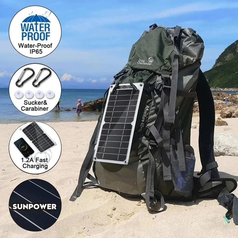 Wholesale Solar Panel 1-14pcs USB Waterproof Outdoor Hiking  Camping Portable Battery Mobile Phone