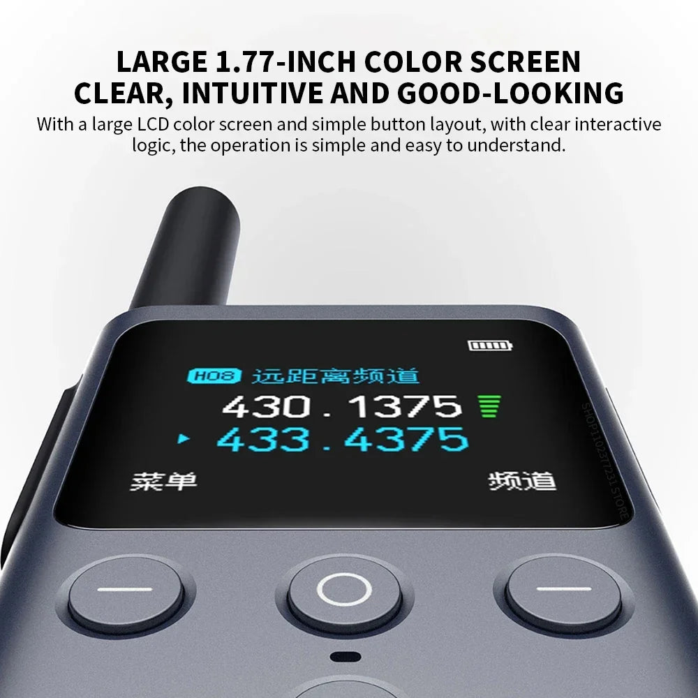 XIAOMI Walkie Talkie 2S 1.77"Color Screen 4W Power 120-hour Standby Dual Mode 5km Call Distance IP54 Outdoors Security Intercom