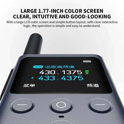 XIAOMI Walkie Talkie 2S 1.77"Color Screen 4W Power 120-hour Standby Dual Mode 5km Call Distance IP54 Outdoors Security Intercom